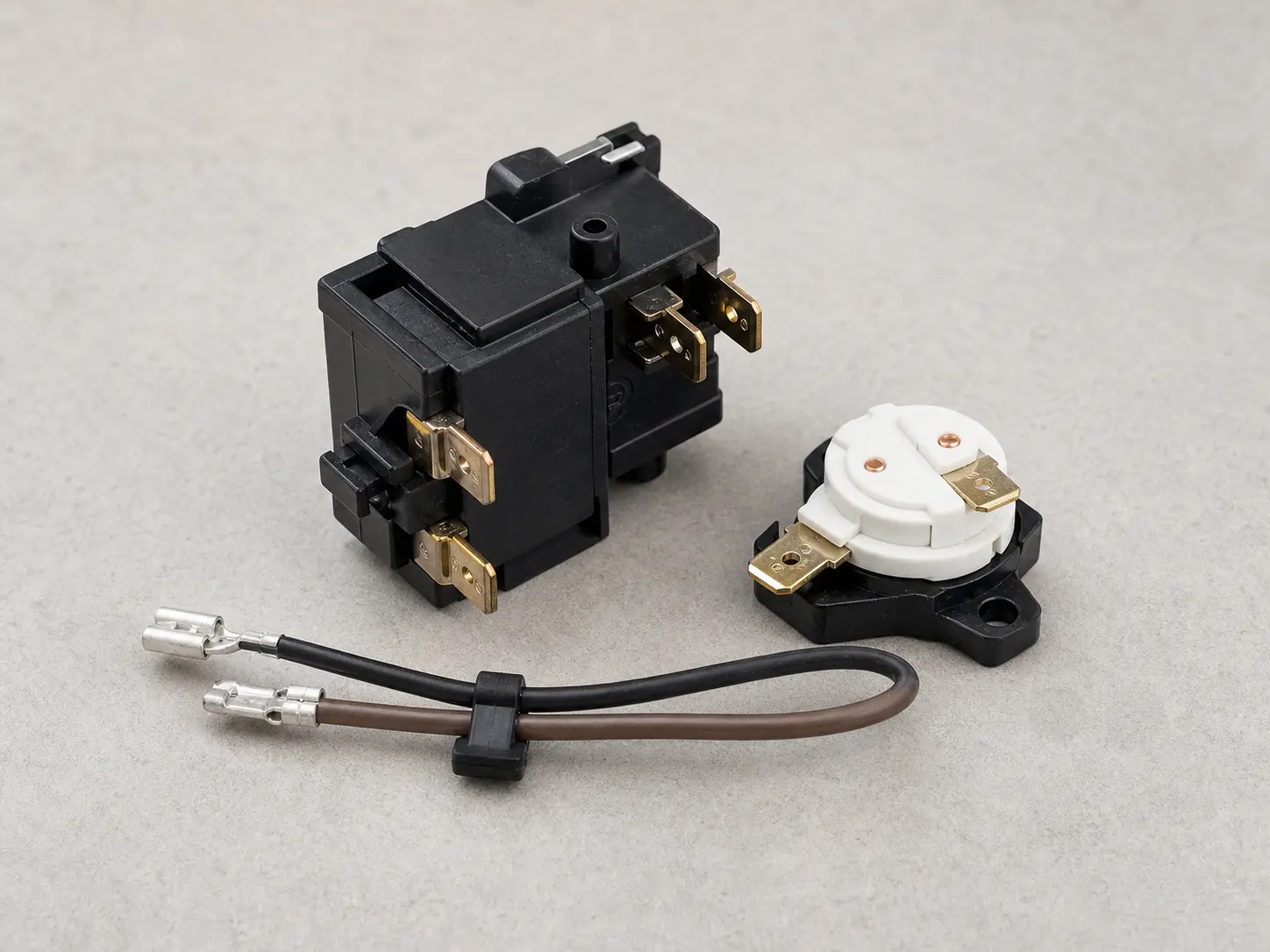 Freezer compressor start relay and overload assembly matched before replacement