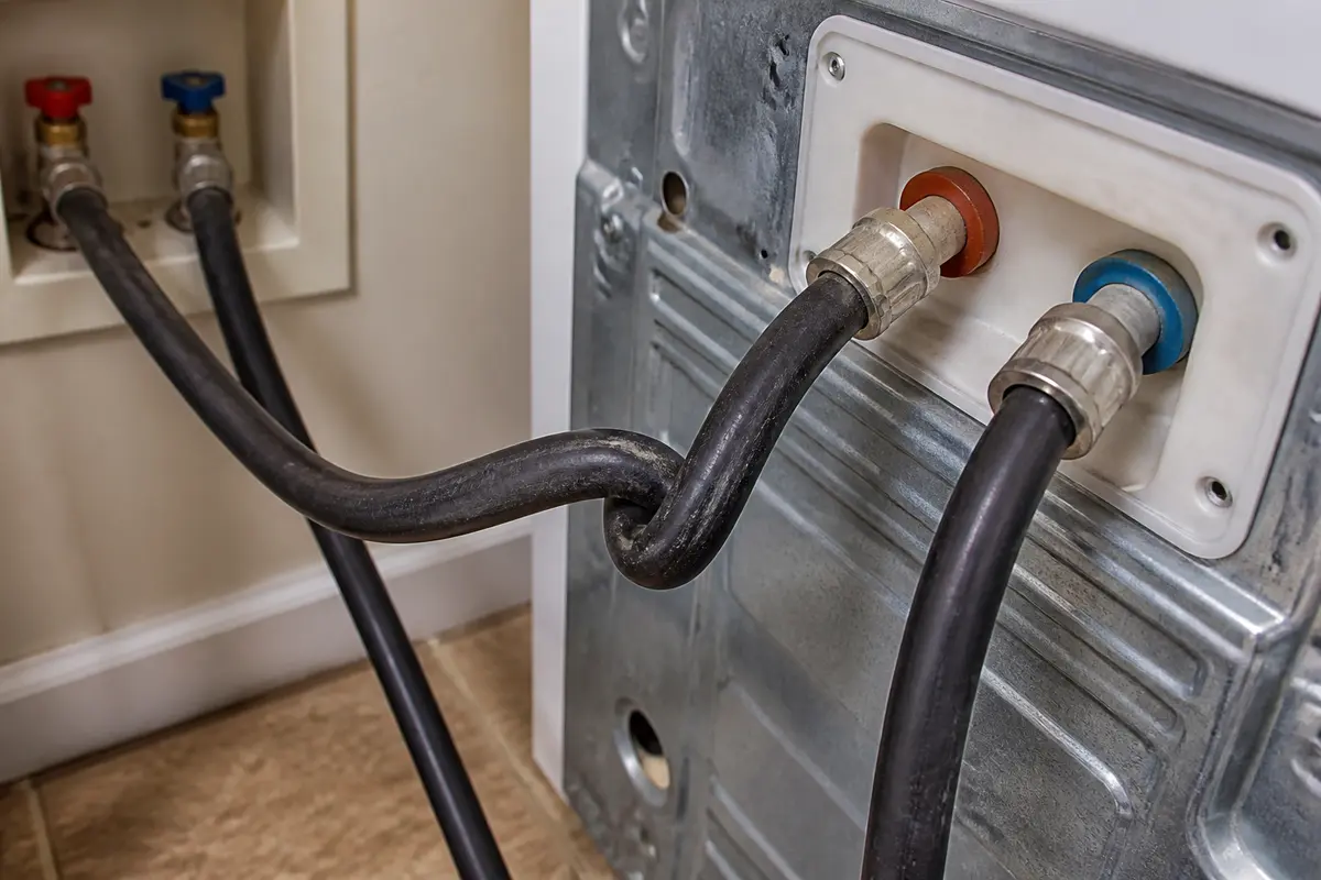 GE washer H2O Supply error kinked fill hose at the rear inlet connection