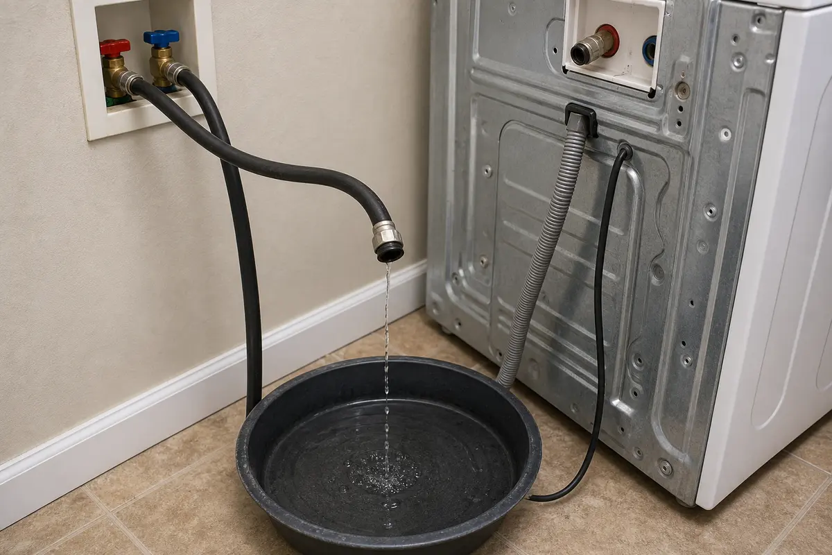 GE washer H2O Supply error weak water flow from a fill hose into a shallow pan