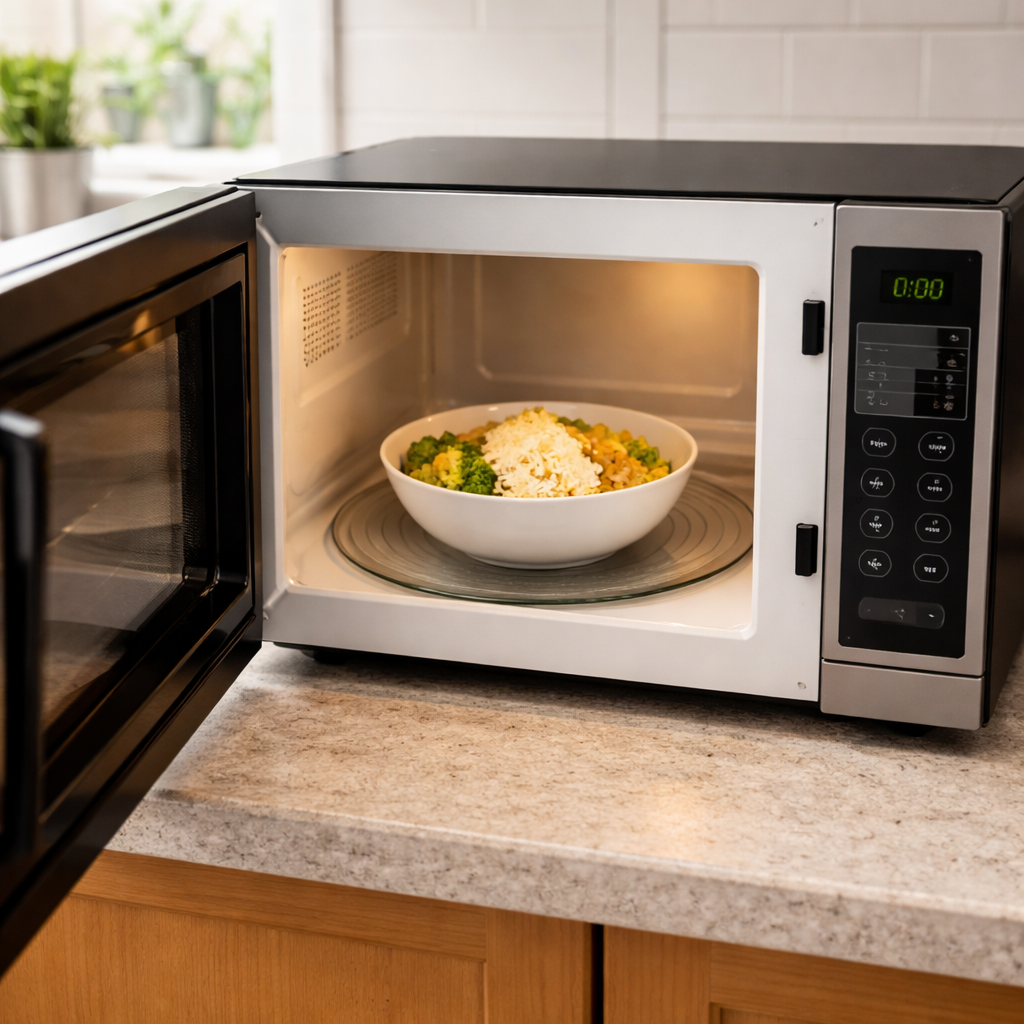Microwave in a kitchen associated with not heating food