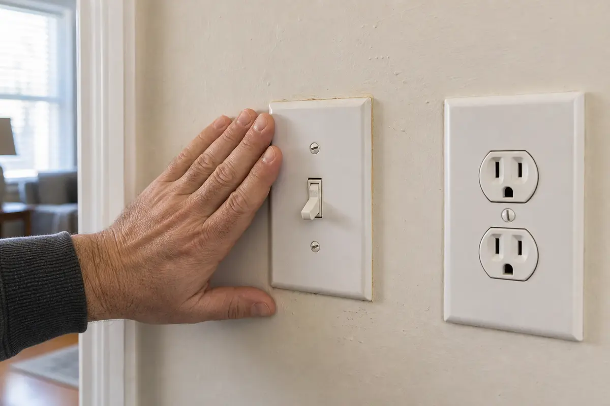 Buzzing in wall heat check near closed light switch and outlet cover plates