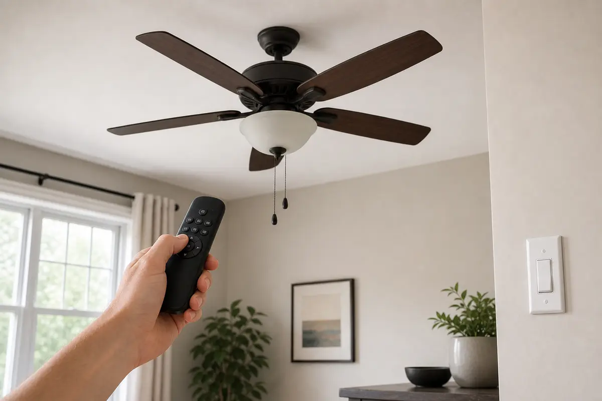 Ceiling fan remote tested close to the fan for weak range