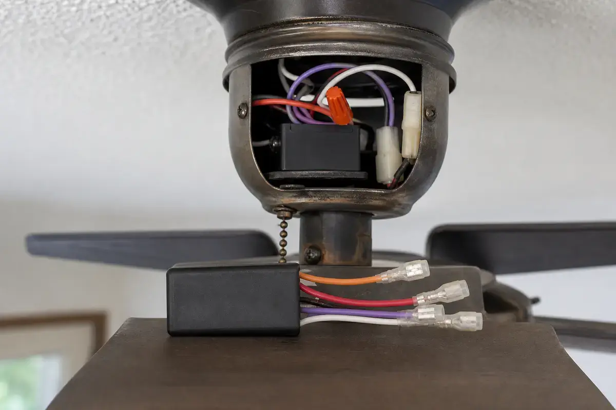 Ceiling fan capacitor area checked before replacing low-speed parts