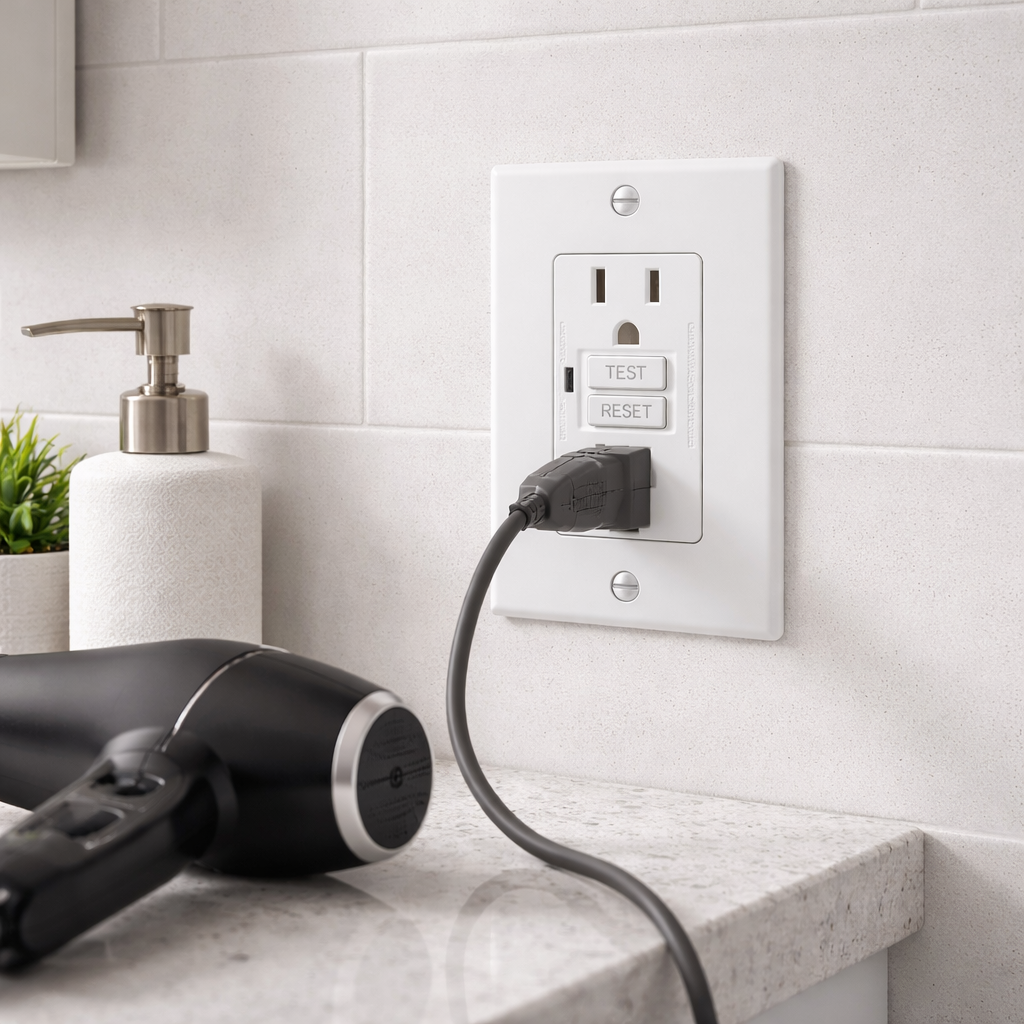 Bathroom or kitchen GFCI outlet associated with not working