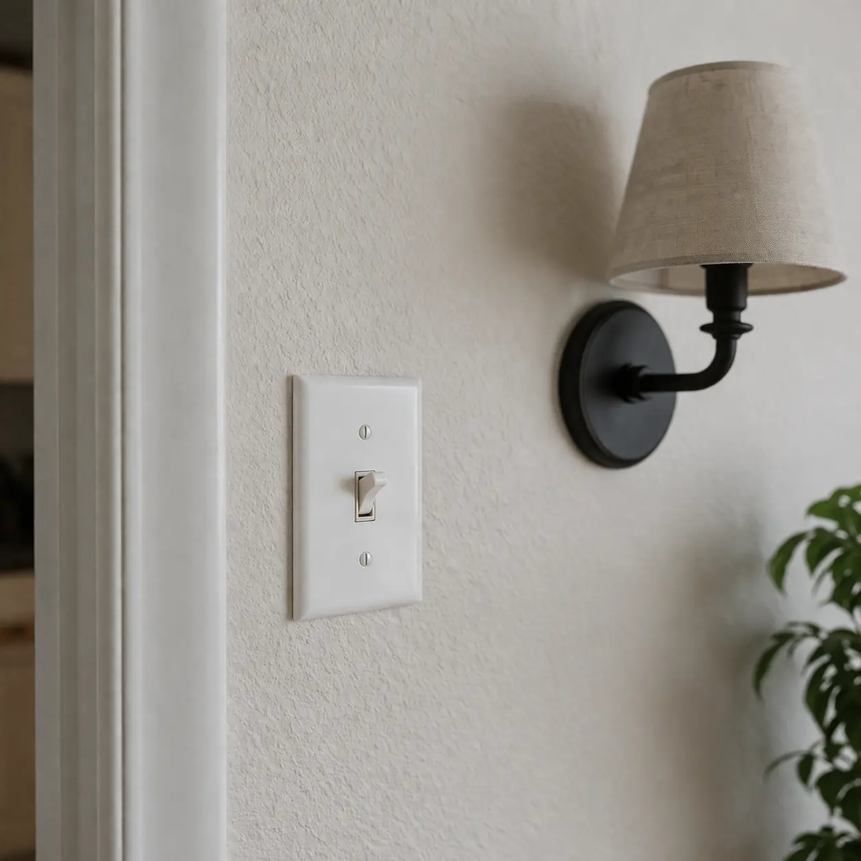 Wall light switch beside a wall fixture while checking why the light switch is not working