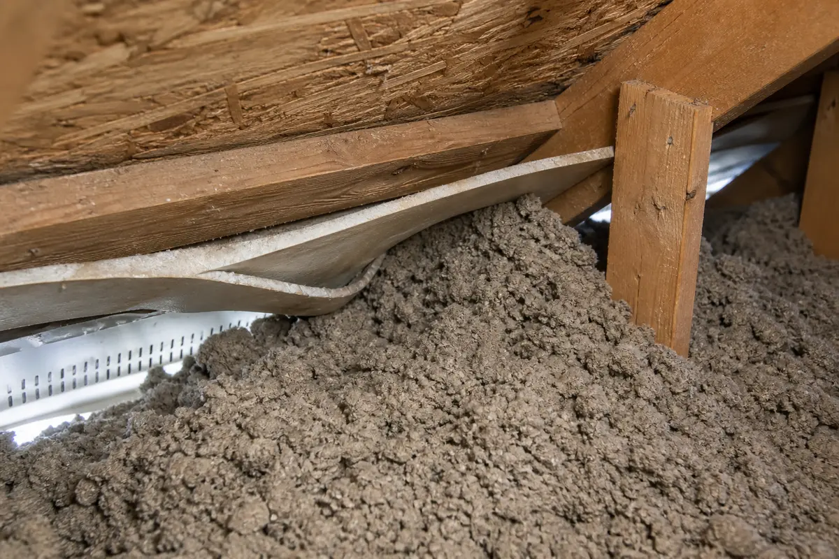 Insulation blocking the soffit air channel in an attic ventilation check