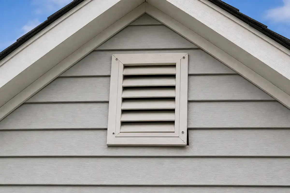Attic vent edge checked for a narrow gap that can whistle in wind