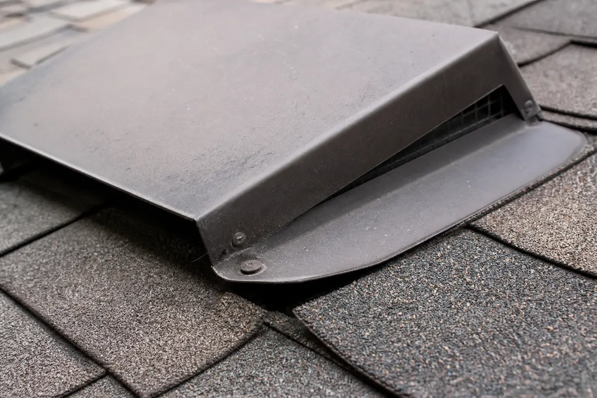 Flashing edge example for a roof vent rattle diagnosis