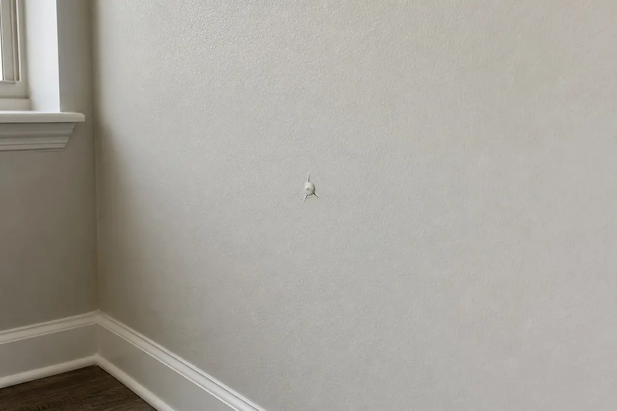 raised drywall fastener pop with firm surrounding wall surface
