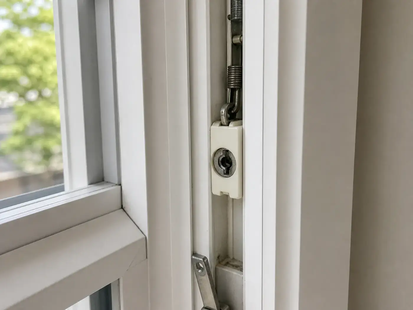 Vinyl window pivot locking shoe and balance track during replacement