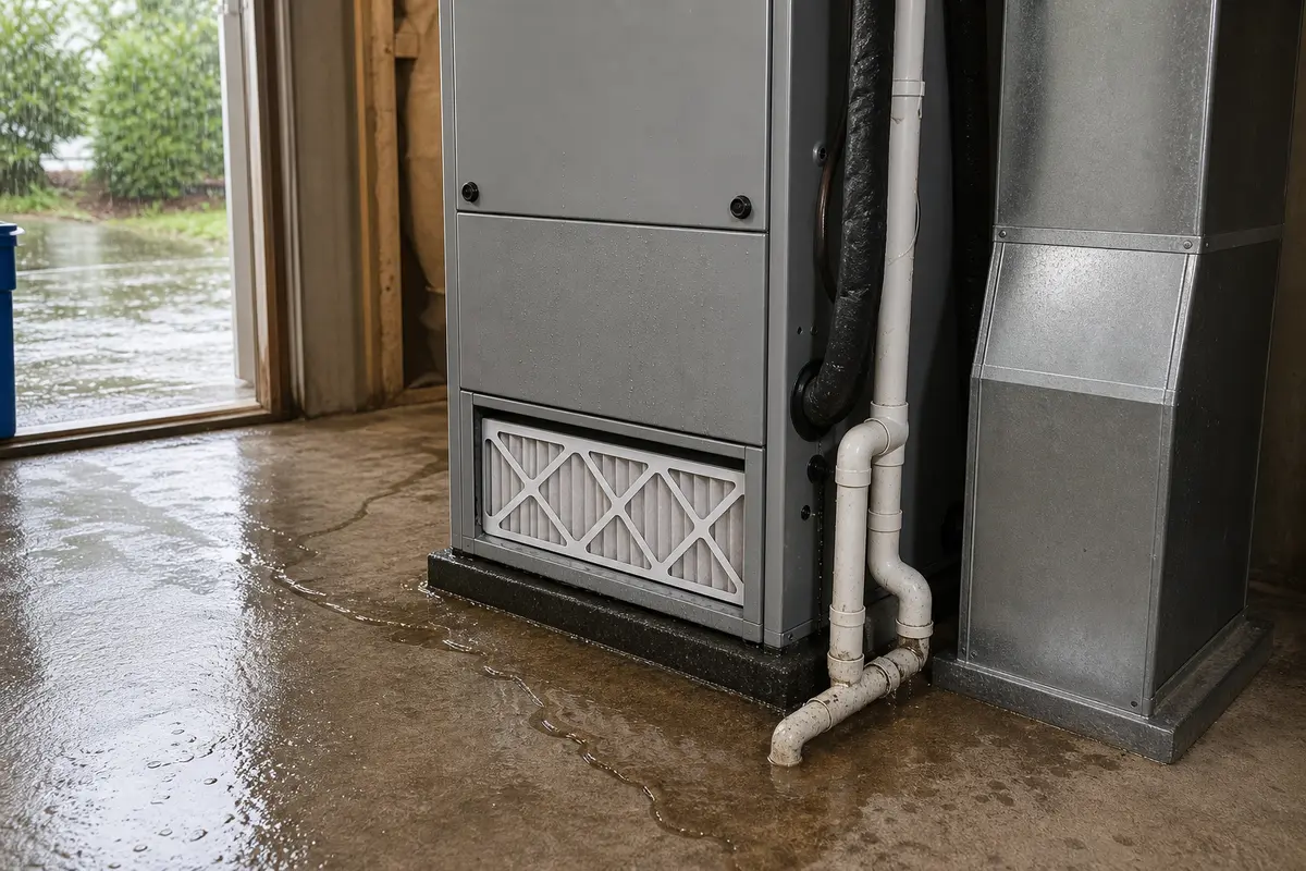Air handler dripping after storm with water near condensate piping