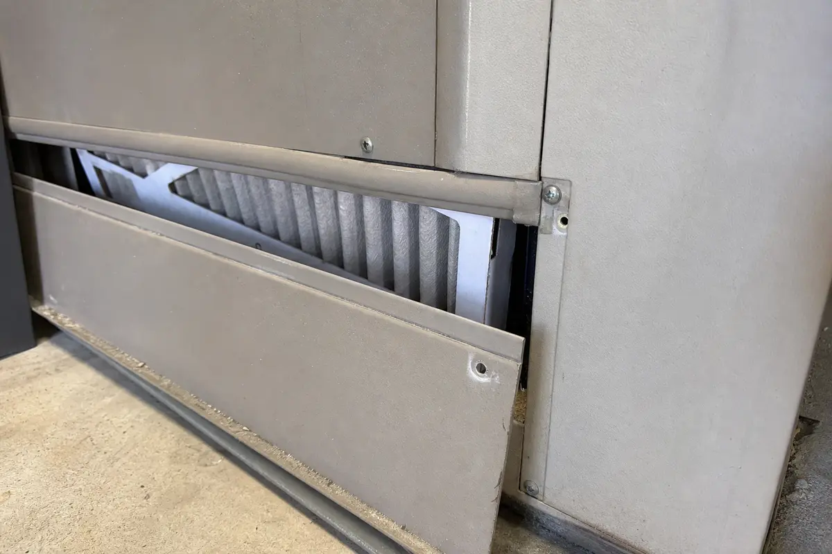 Air handler panel rattle close-up checked with power off