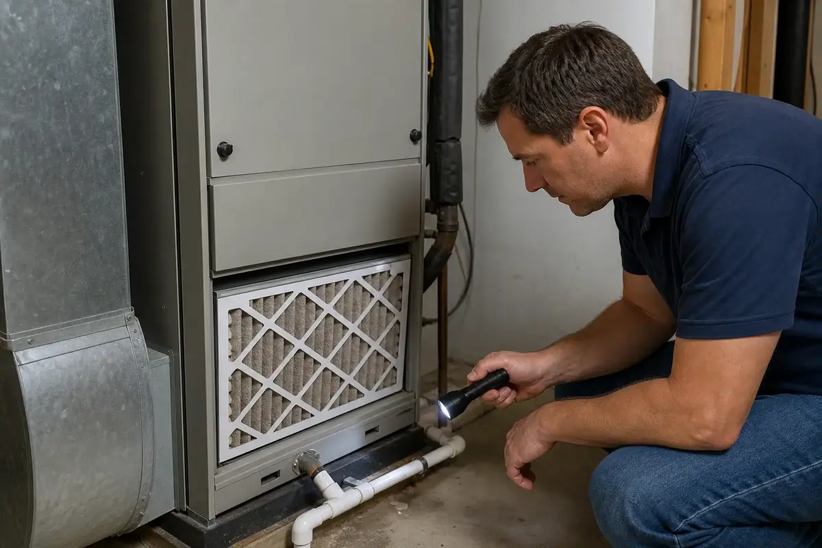 Air handler filter and drain checked when system is not working