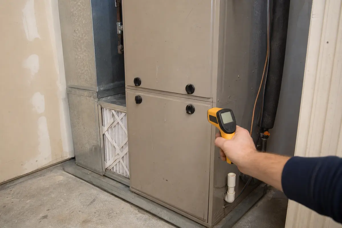 Air handler cabinet temperature checked for overheating