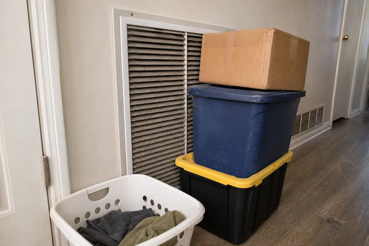 Return air restriction checked when air handler is overheating