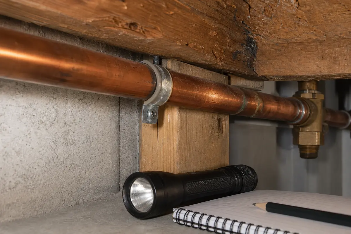 Hydronic heating pipe touching tight support where expansion can bang