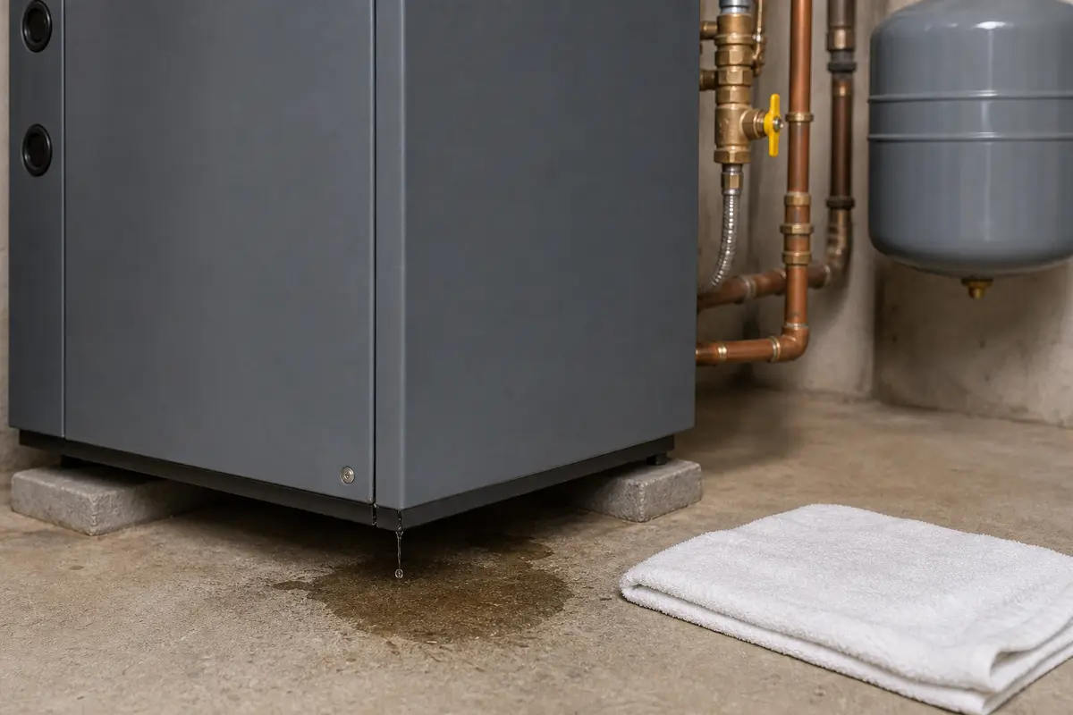 Lower boiler jacket edge with small hot-only drip