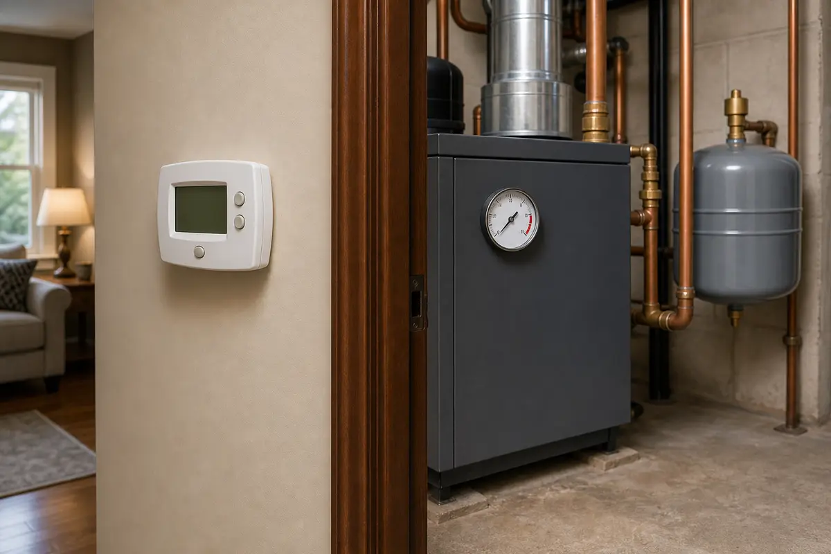 Thermostat and boiler pressure context after outage lockout