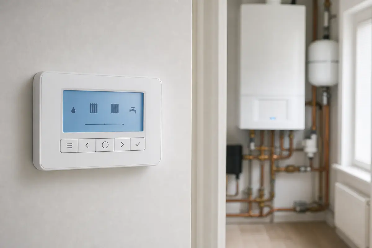 Wall control and boiler context for hot-water demand check