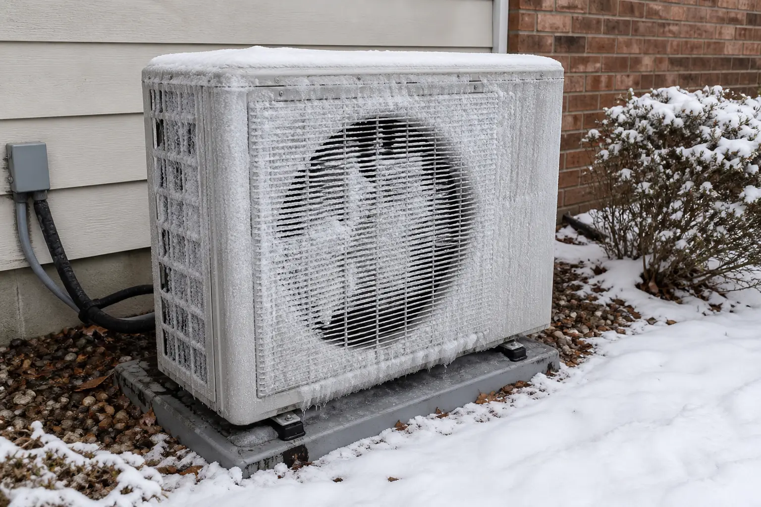 Heat pump not defrosting with heavy ice on the outdoor coil and fan grille