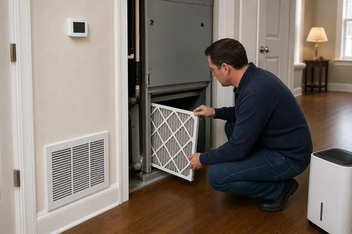 Air handler and return checked when house smells only with HVAC fan