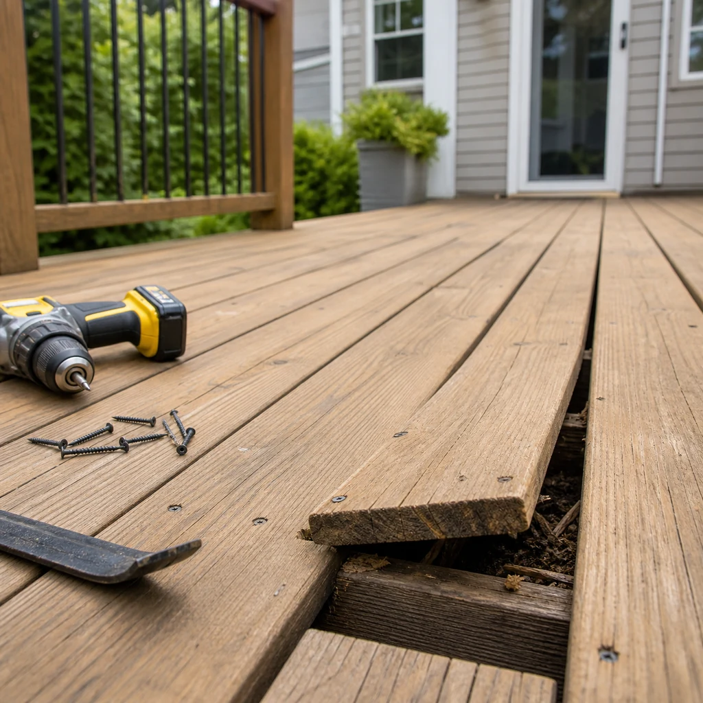 Deck boards associated with being loose