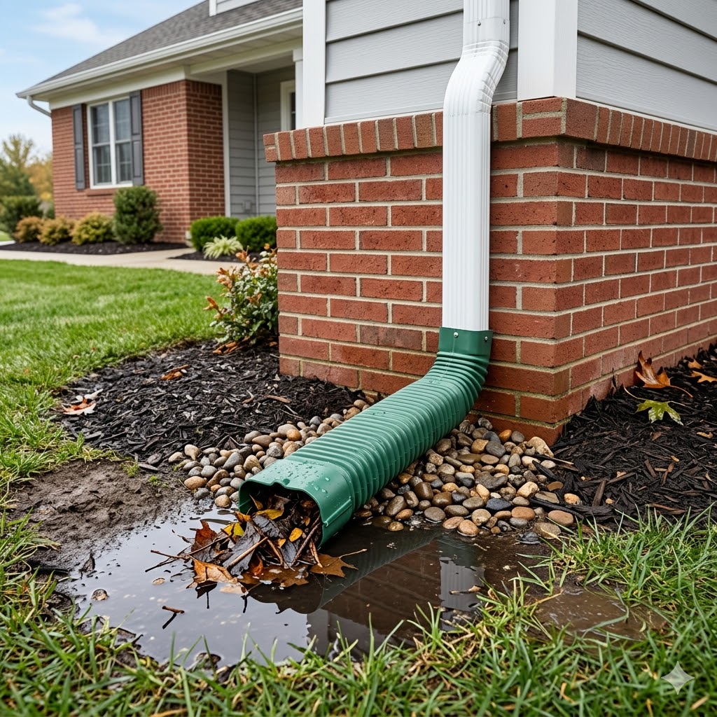Downspout extension associated with a clog