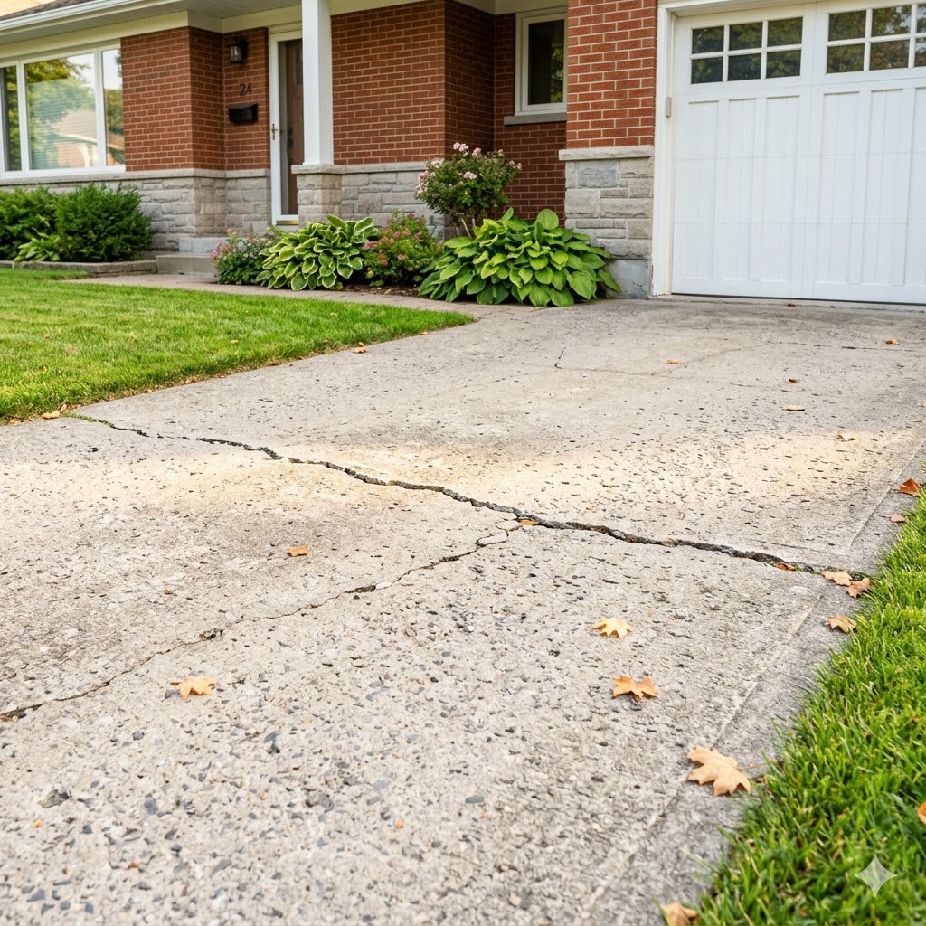 Driveway associated with cracking