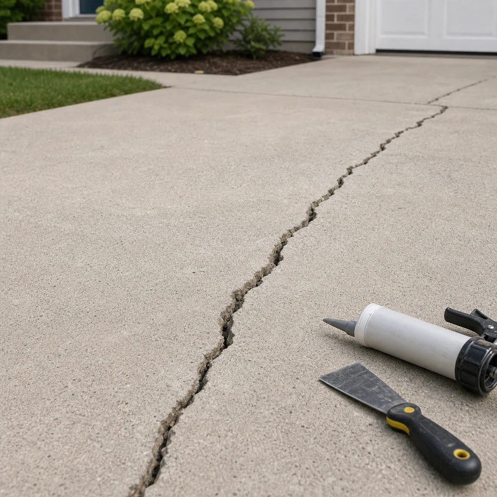 Driveway associated with cracking