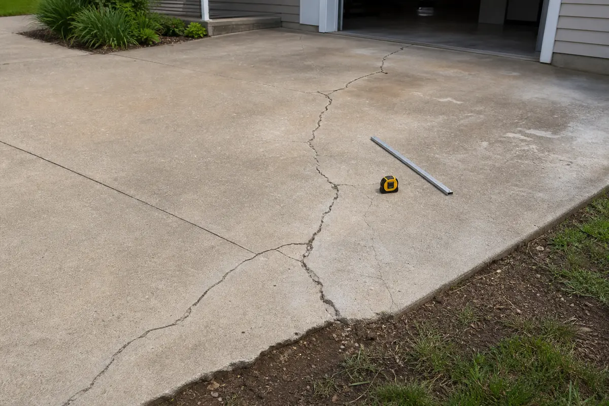 Cracked concrete driveway checked before choosing driveway crack filler