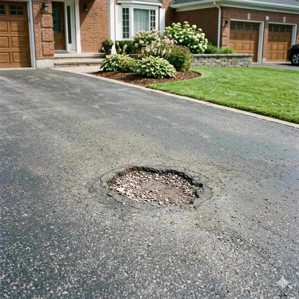 Driveway associated with potholes