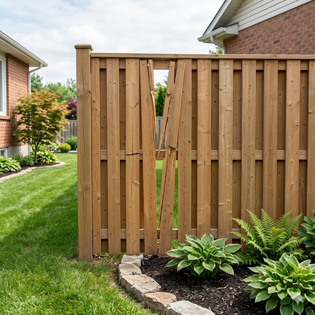 Fence panel associated with being broken