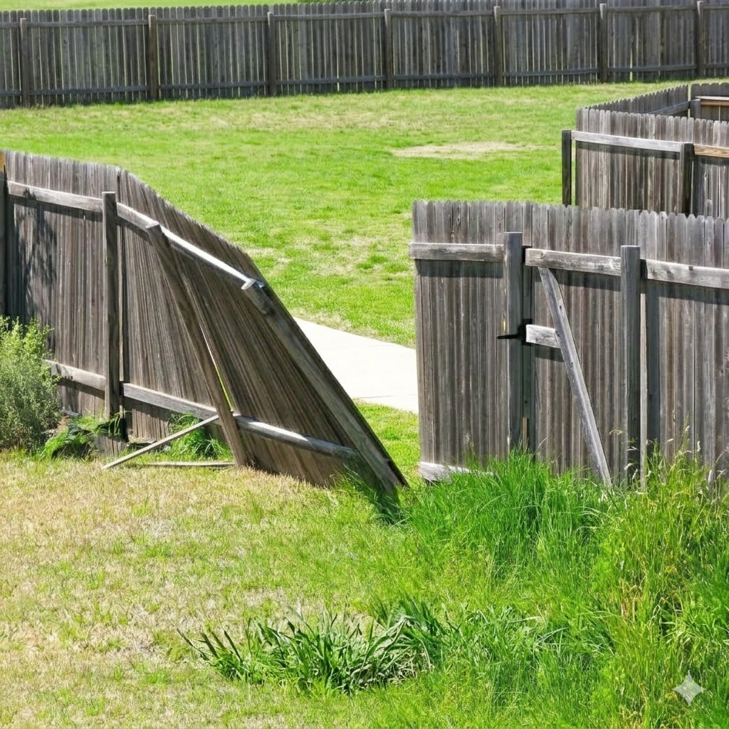 Fence post associated with being loose