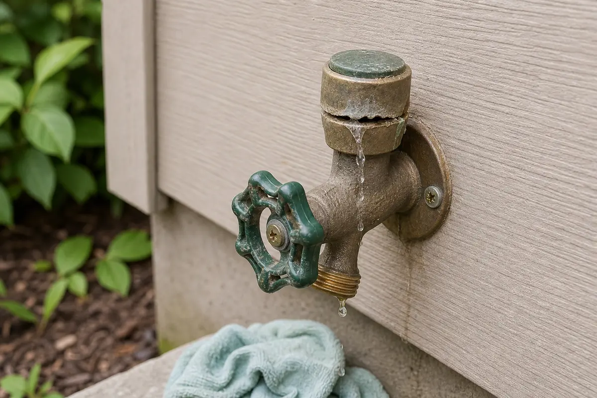 Hose bib vacuum breaker leaking from the top cap while water runs