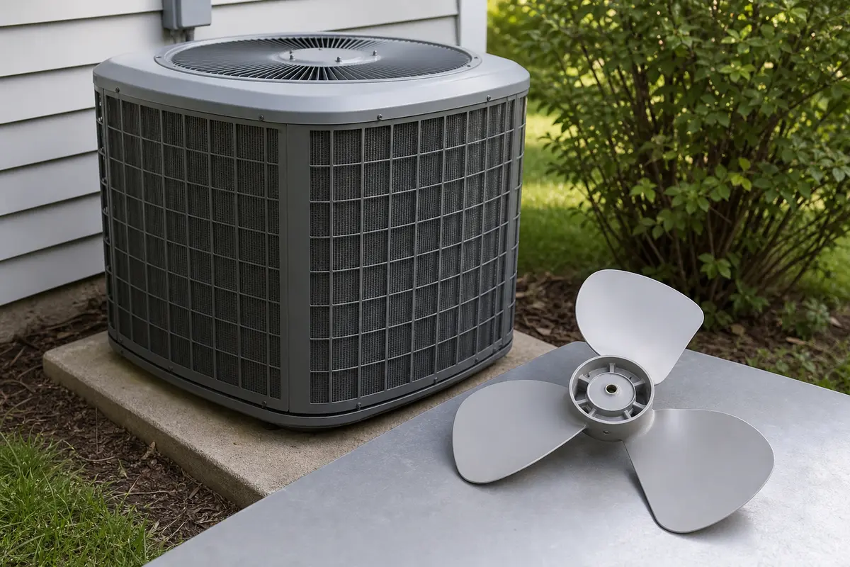 Condenser fan blade for an outdoor AC fan running slowly
