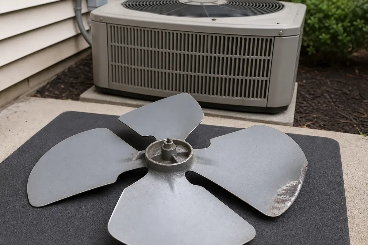 Condenser fan blade for outdoor AC rattling diagnosis