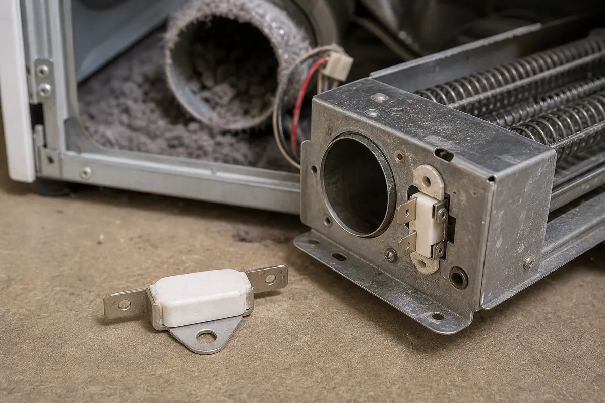 Dryer thermal cutoff replacement for a no-heat dryer after overheating diagnosis
