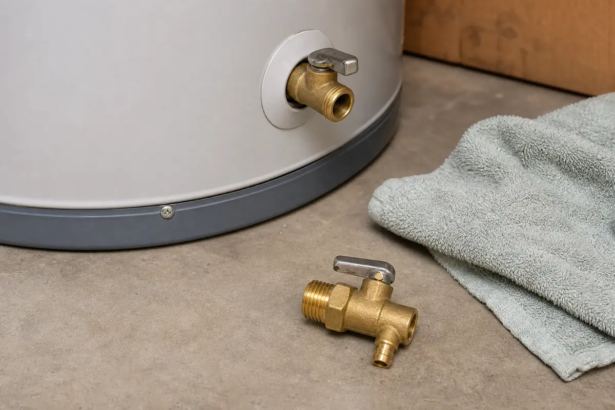 Water heater drain valve for a confirmed lower valve leak