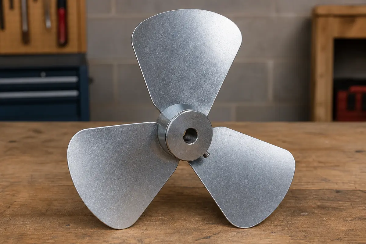 Replacement metal blade for a powered attic fan