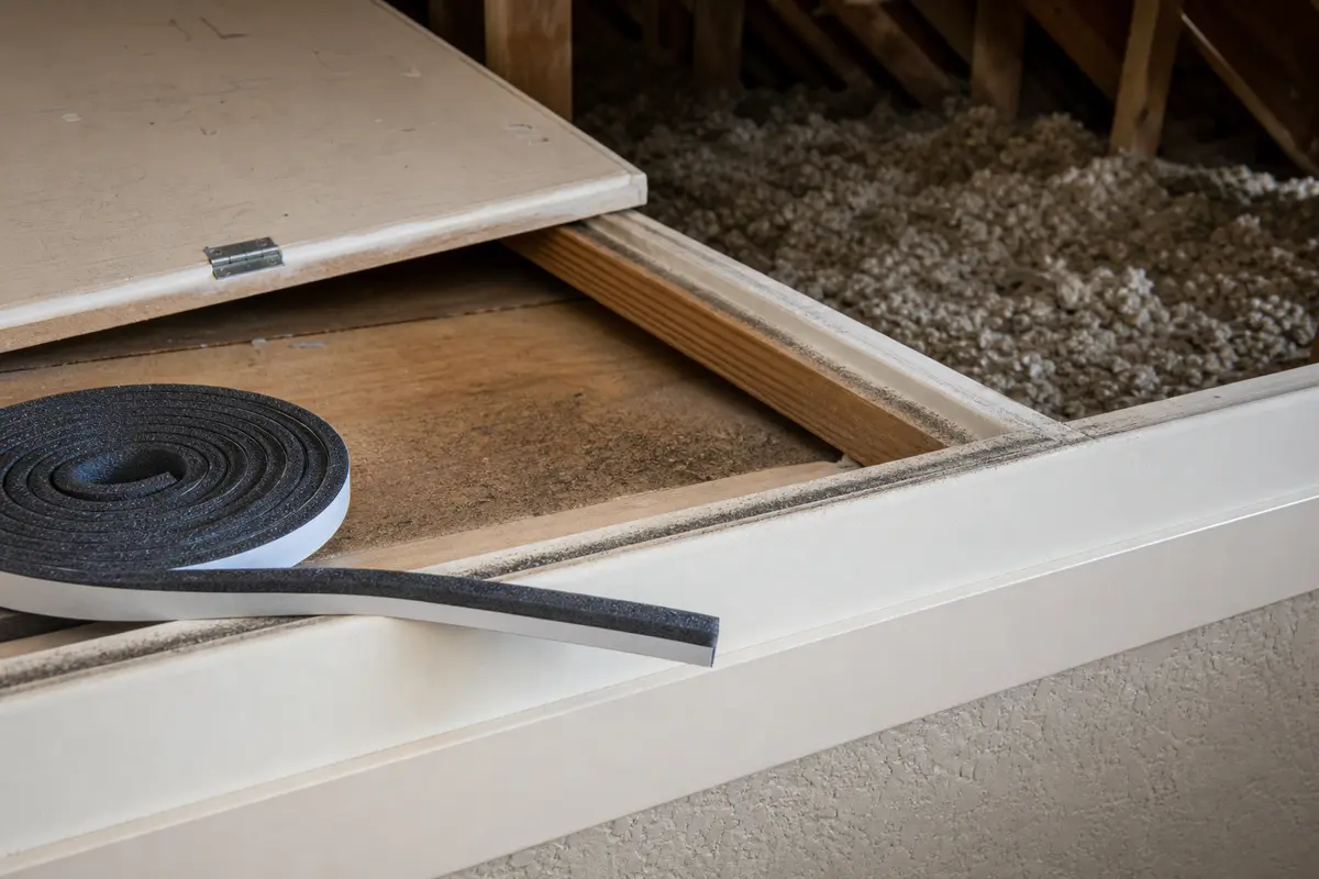 Attic hatch weatherstripping seal for reducing attic air leakage