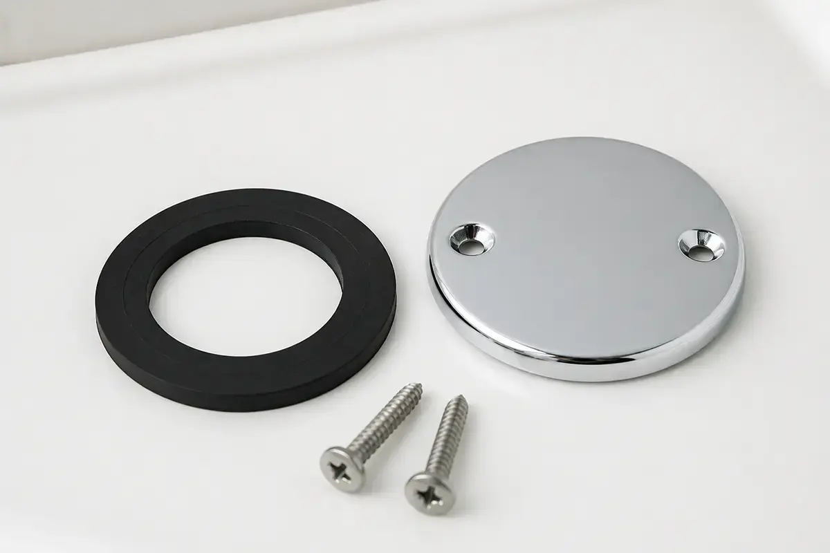 Bathtub overflow gasket and plate repair set
