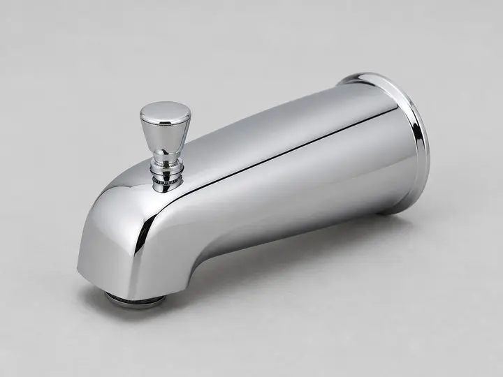 Chrome bathtub spout with pull-up diverter