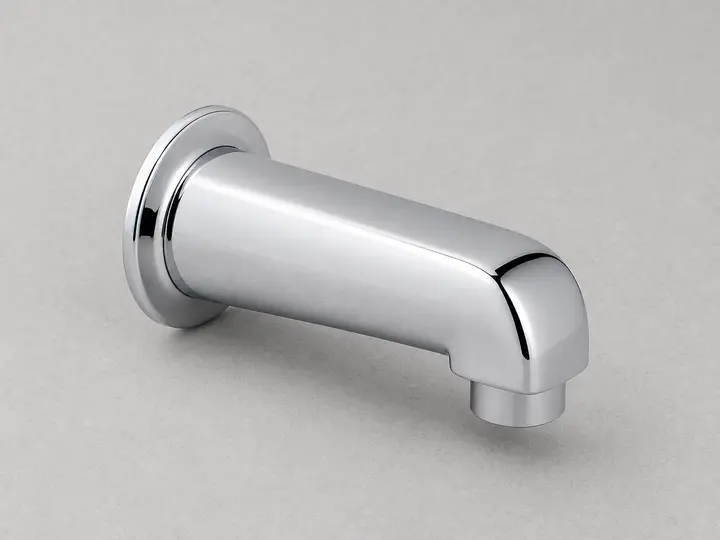 Straight chrome bathtub spout without diverter