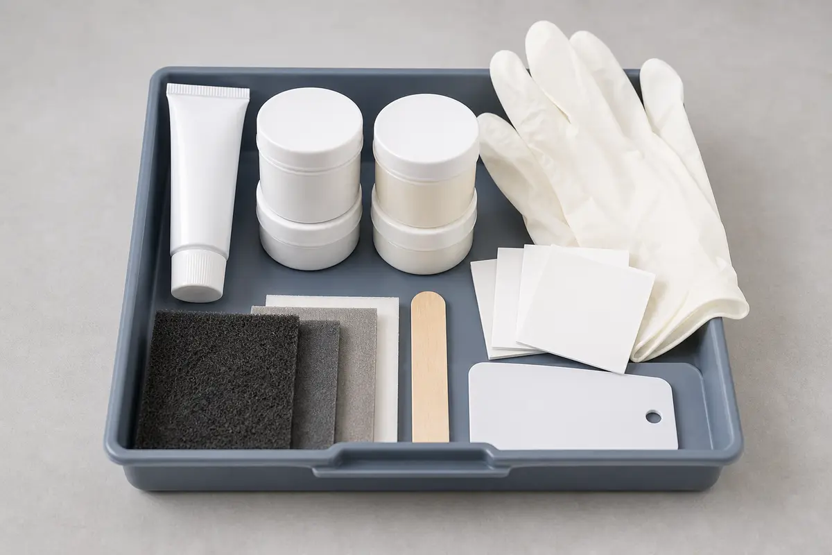 Acrylic and fiberglass bathtub surface repair kit