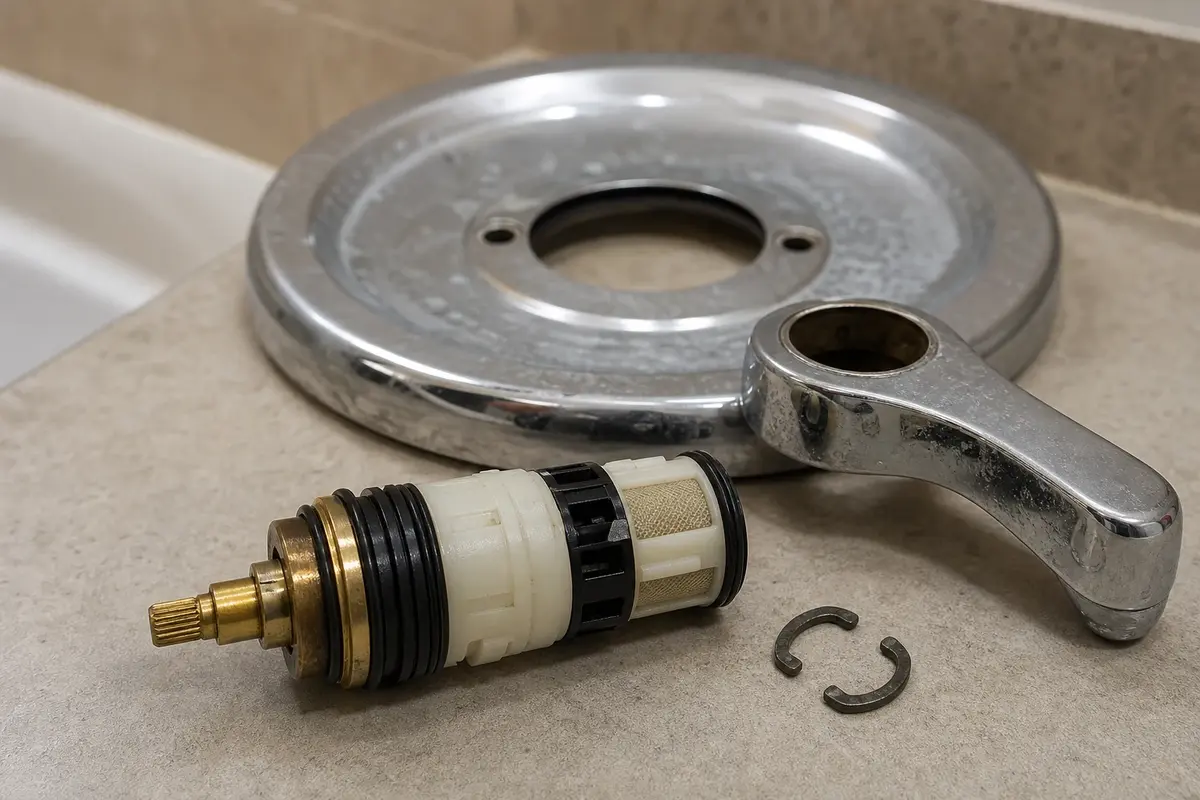 Tub shower valve cartridge for confirmed low bathtub pressure