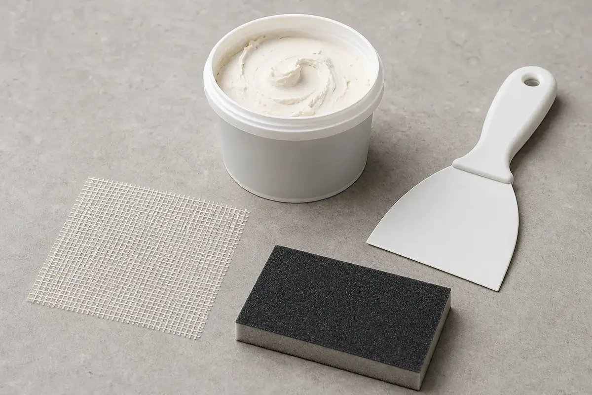 Drywall patch kit for a small cat urine damaged drywall cutout