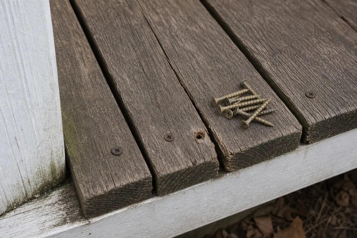 Exterior deck screws for fastening a sound deck board