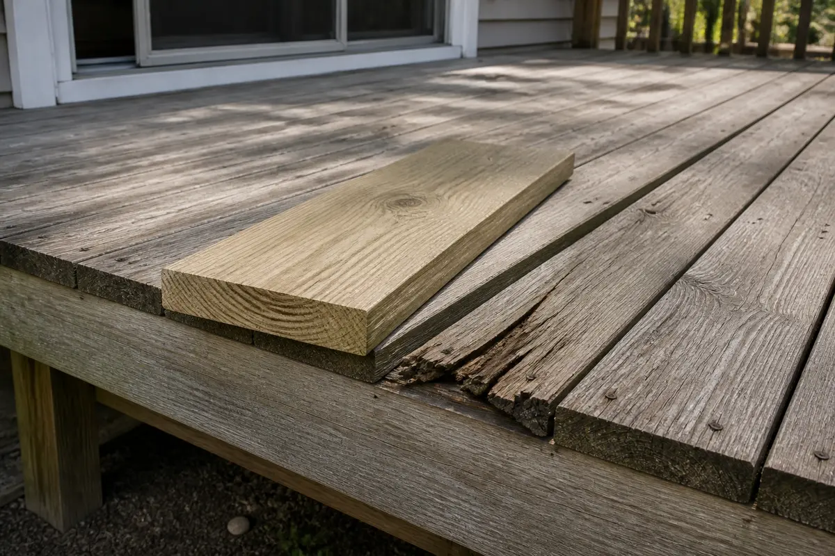 Matching deck board for a loose board that is split or soft