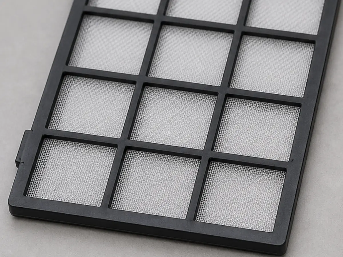 Replacement dehumidifier air filter with plastic frame and mesh