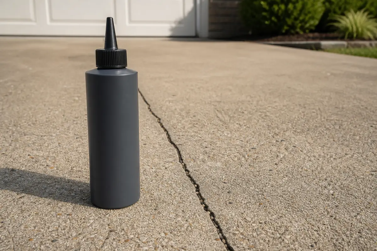 Driveway crack filler used only after a cracked driveway is stable and dry